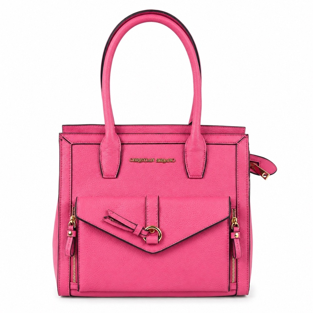 Christian Siriano Vintage Y2K Medium Pink Leather Shoulder Bag Tote Purse